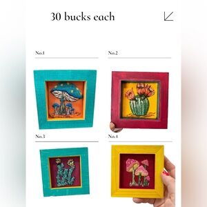 Hand embroidered desertscape mini wall art 4 by 4 inches